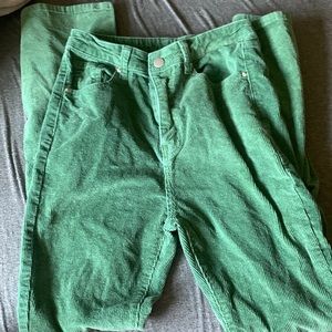 Green flare corduroy pants